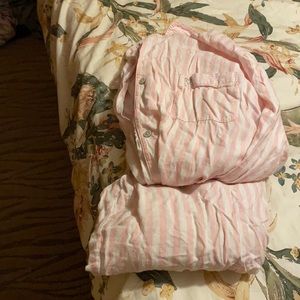 I am selling a Victoria’s Secret long sleeve Pj set in striped size M color pink